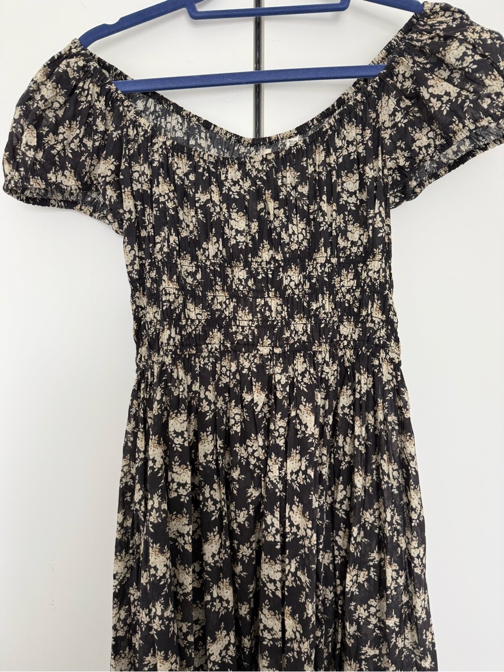 NWT! DÔEN Quinley Shirred Black Floral Cotton Voile Midi Dress / Medium 🌼 - Picture 4 of 8